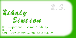 mihaly simtion business card